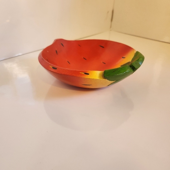 Vintage Red Strawberry Shaped Dessert Dish Plate Trinket Jewelry Candy Brazil - Picture 3 of 5